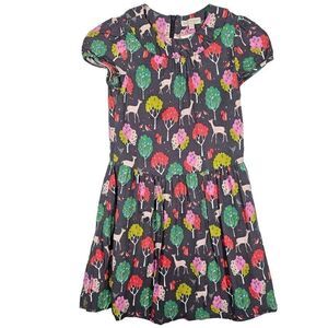 Mini Boden Girl's Deer Forest Midi A-line Dress 9-10Y